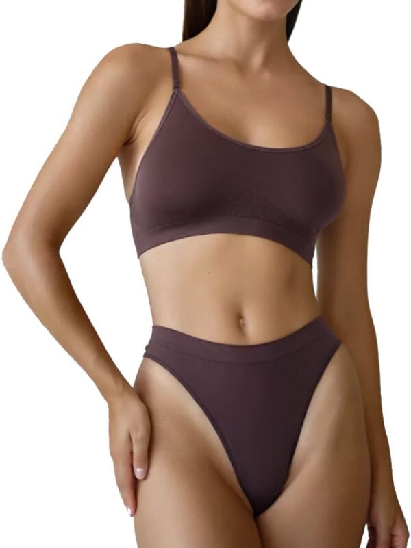 Seamless  and Thong Set for Women Soft Stretch No Show Lingerie, Wireless Matching Underwear, Everyday Set