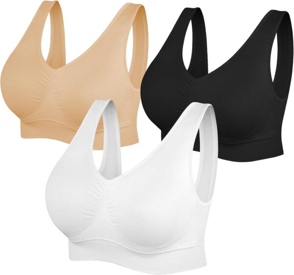 Women Sports Bras, Yoga Comfort Seamless Stretchy Sports Bra for Women 3 Pack