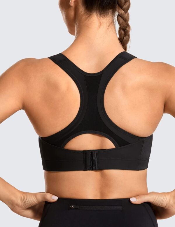 Women Sports Bra Front Adjustable High Impact Support Padded Wireless Racerback Plus Size Running Bra - Image 2
