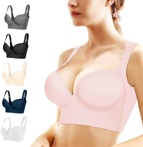 Women Push Up Bra,Full-Coverage Underwire Bra,Hide Back Fat Deep Cup Bra,Smoothing T-Shirt Bra,Sculpting Uplift Bra