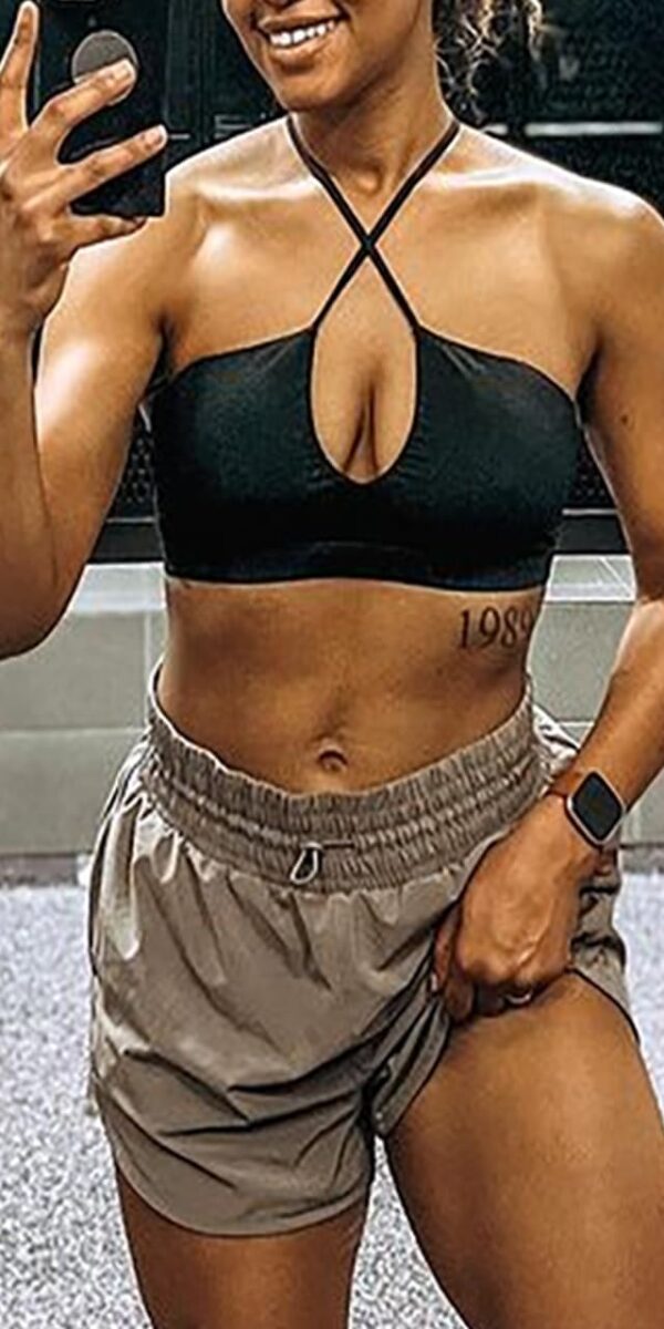 Women Workout Sports Bras  Deep V Fitness Training Gym Bra Yoga Crop Tank - Image 2