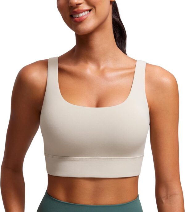 Women U Back Sports Bra - Scoop Neck Padded Low Impact Yoga Clothes Workout Crop Top with Built in Pads