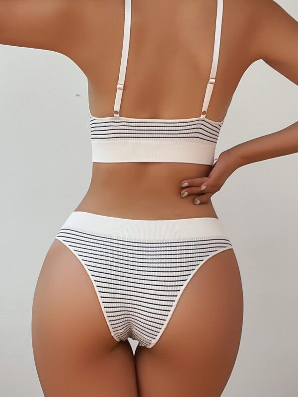 Women Striped Matching Bra and Panty Sets 2 Piece Lingerie Underwear  Set - Image 2