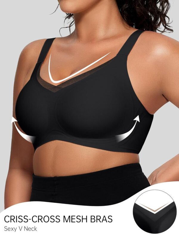 Women Wireless Bras V Mesh Comfortable  Supportive Tshirt Bra No Underwire Seamless Push Up Everyday Bras - Image 2