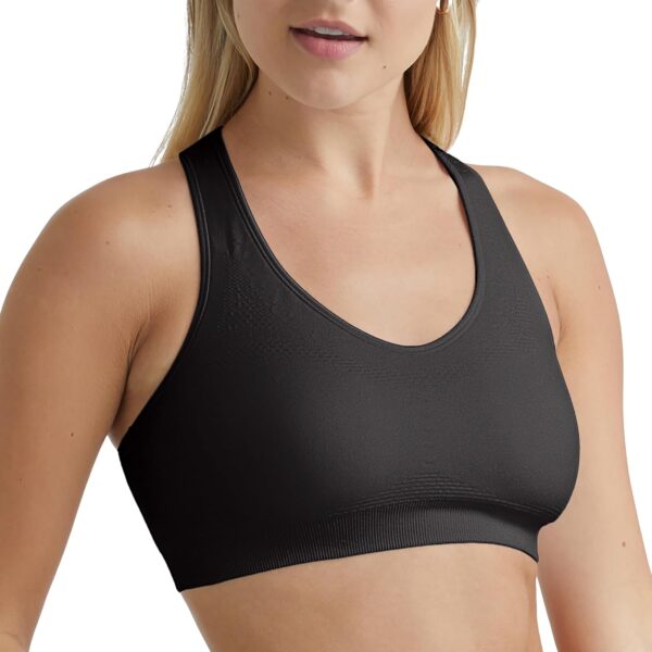 Women Sports Bra, Seamless Racerback Sports Bra, Moderate Support, Moisture-Wicking, 1 or 3 Pack - Image 2