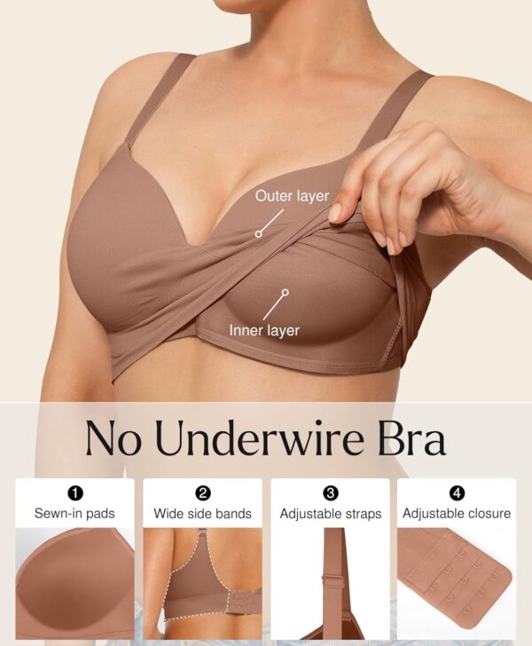 Bras for Women No Underwire Supportive Push Up s Wireless Full Coverage Plus Size T-Shirt Bra - Image 2