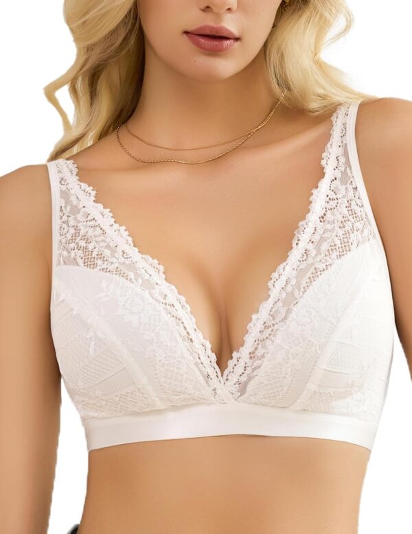Lace  for Women Sexy Deep V Neck Wireless  Plunge Unpadded Bras Everyday Bra