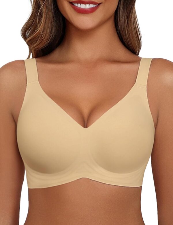 Bras for Women Seamless Bra Full Coverage T Shirt s V Neck Wireless Bra Comfortable Brassiere