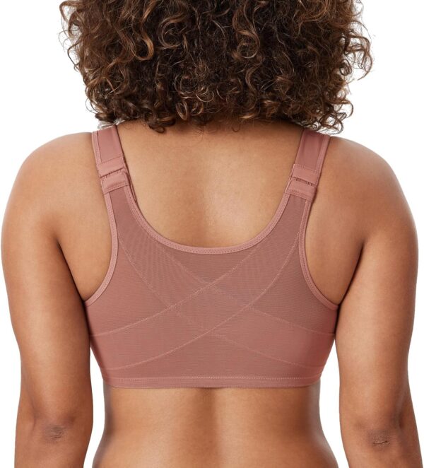 Women Front Closure Bras Posture Full Coverage Plus Size Underwire Unlined Back Support Plunge Seamless Bra - Image 2