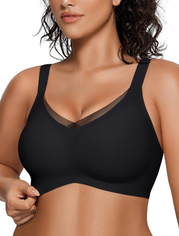 Women Wireless Bras V Mesh Comfortable  Supportive Tshirt Bra No Underwire Seamless Push Up Everyday Bras