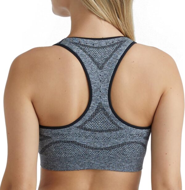 Women Sports Bra, Seamless Racerback Sports Bra, Moderate Support, Moisture-Wicking, 1 or 3 Pack - Image 2